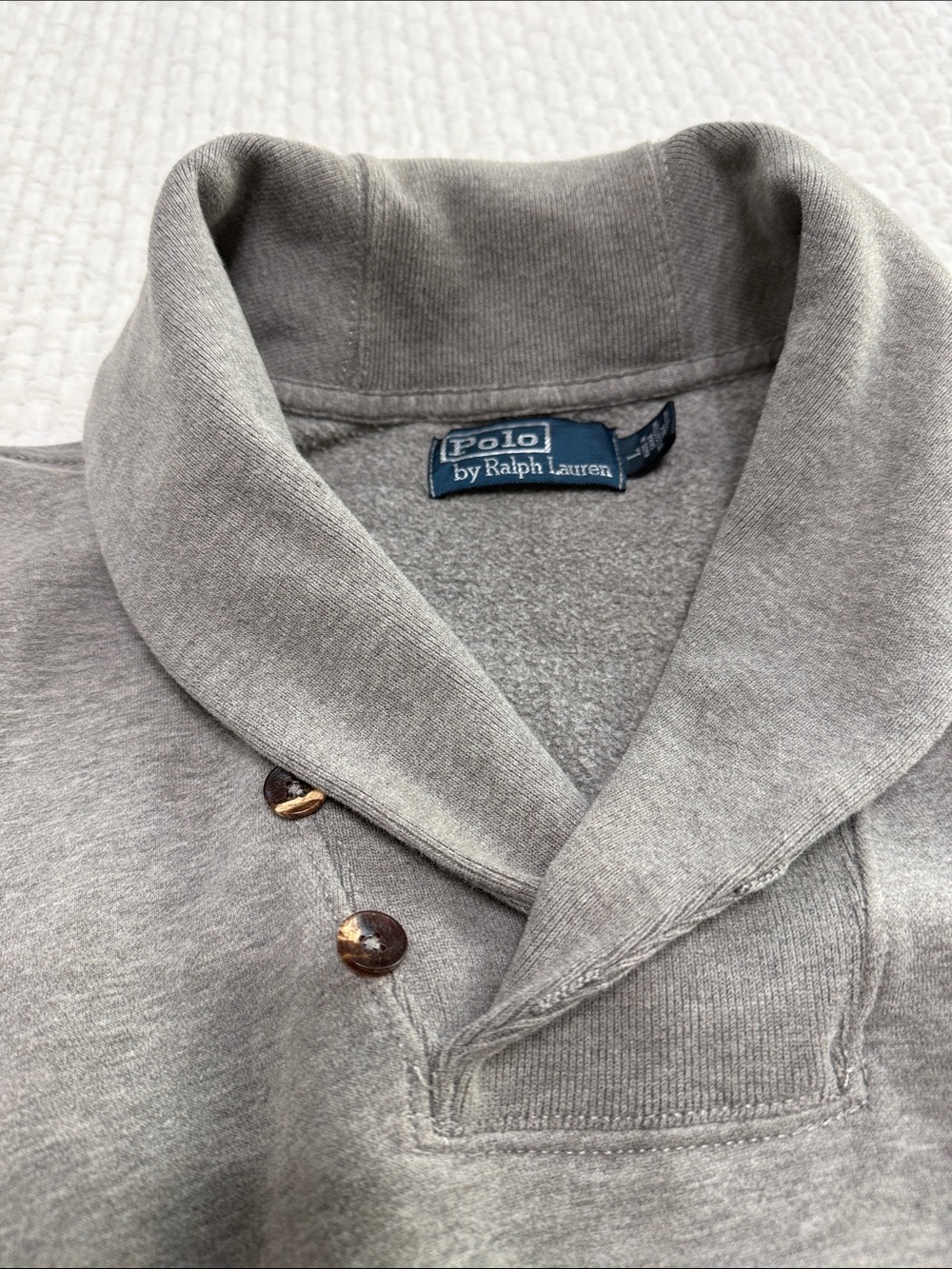 Polo by Ralph Lauren Heather Gray Quarter Button Collar Cardigan Sweatshirt